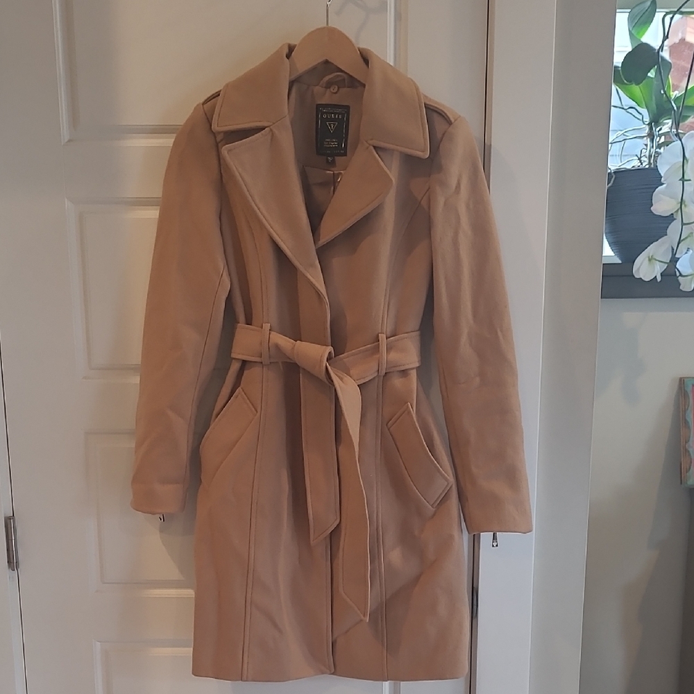 Guess Tan Dress Coat. Size XS